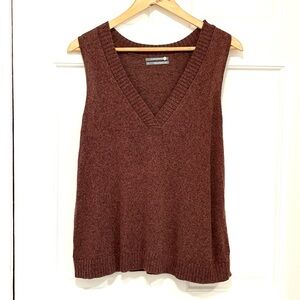 Anthropologie Knit Sweater Vest Brown V-neck Preppy Capsule Academia Schoolgirl